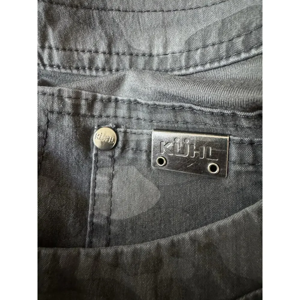 KUHL Silencr Camo Cargo Shorts Men's 32 Gray Black Gusseted Hiking Workwear